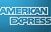 American Express logo on blue background.
